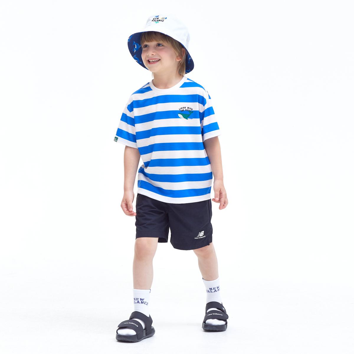 韓國NEW BALANCE X KDY - Marine Animal Stripe Short Sleeve T-shirt + Shorts Set (Blue)