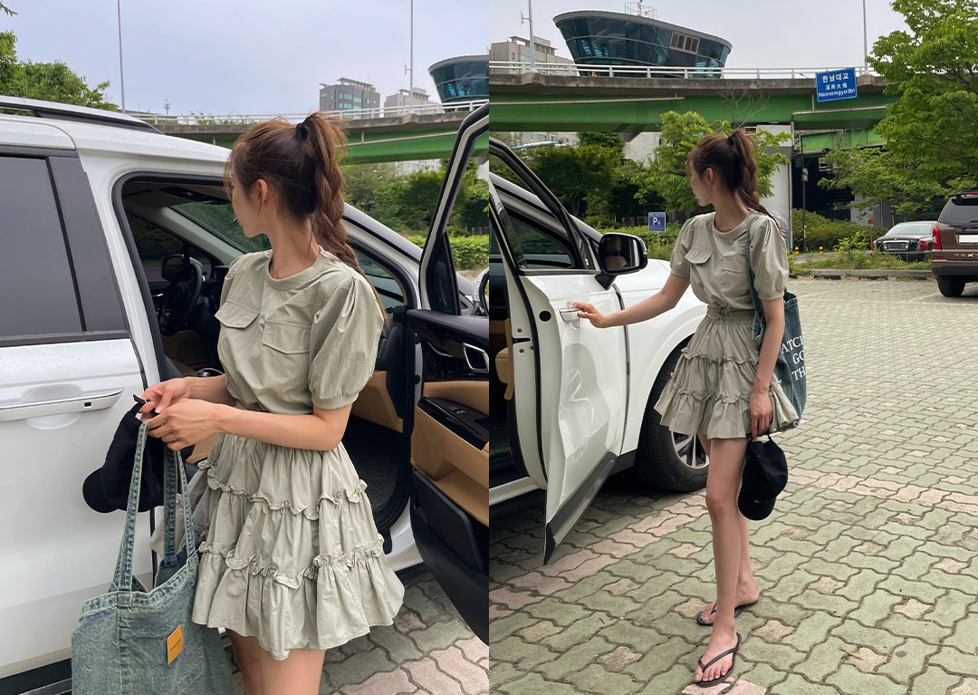 maybins-크본 티셔츠&스커트set(속바지포함)♡韓國女裝套裝