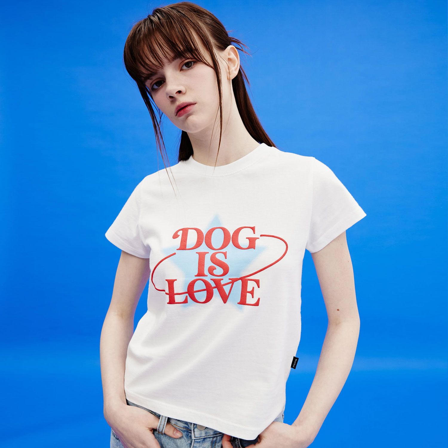韓國WAIKEI - Dog Is Love Star Graphic Short Sleeve T-shirt White