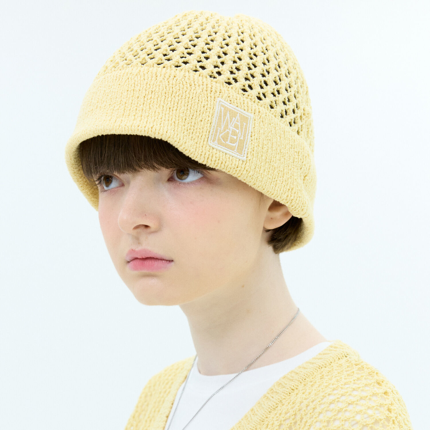 韓國WAIKEI - [Highlight Wearing Dongwoon Son] Mesh Knit Bucket Hat Yellow