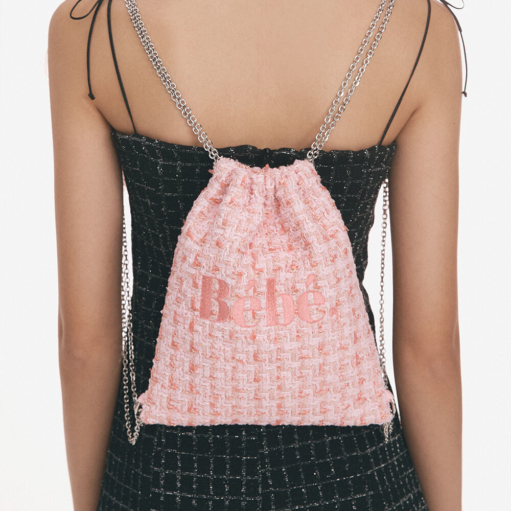 韓國NOIRNINE - Bébé Tweed Chain String Bag [PINK] 