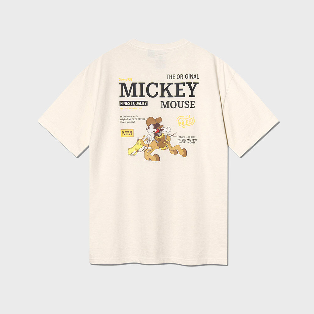 [Lee x Disney] Cowboy Mickey Mouse Graphic T-Shirt Ecru