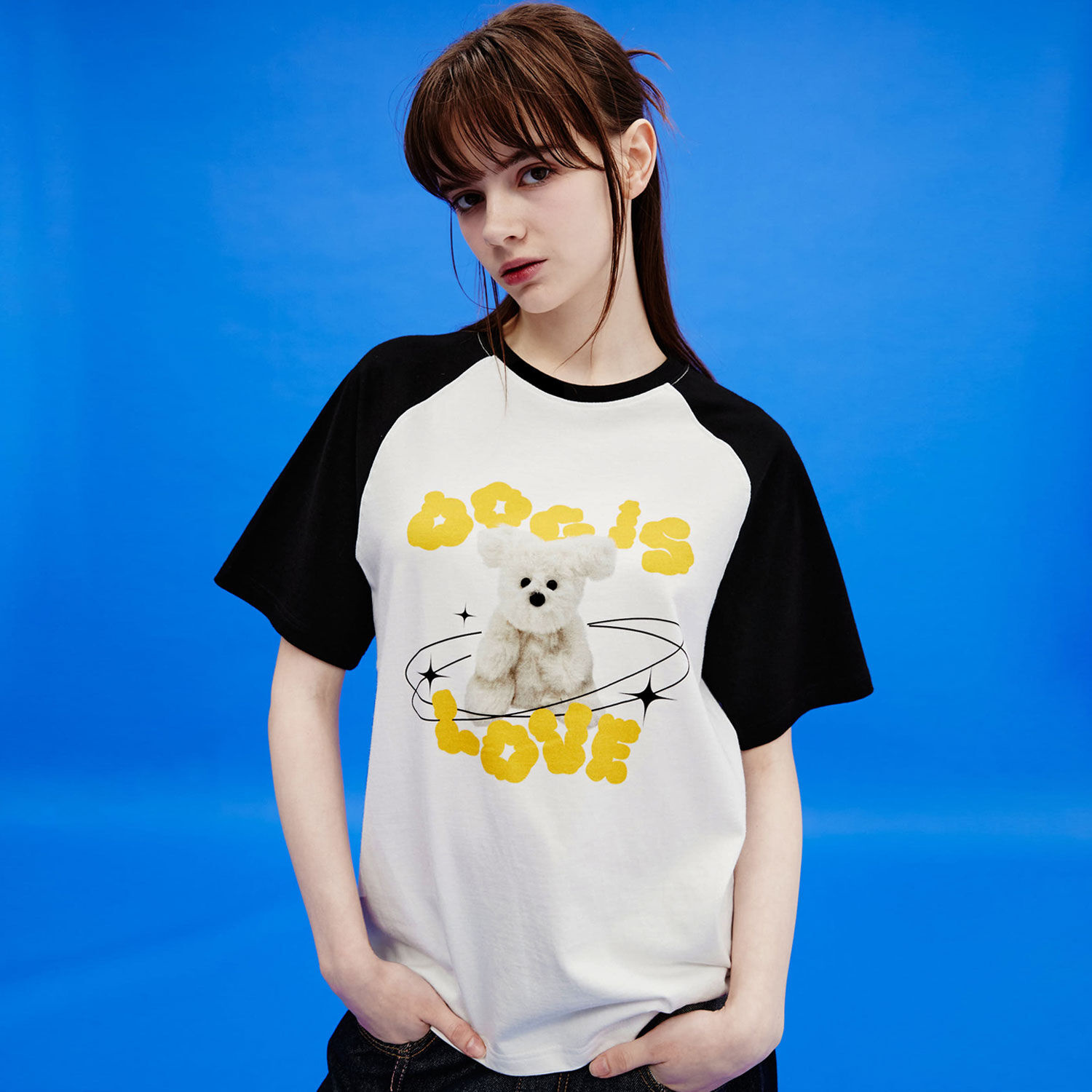 韓國WAIKEI - Dog Is Love Raglan Short Sleeve T-shirt White
