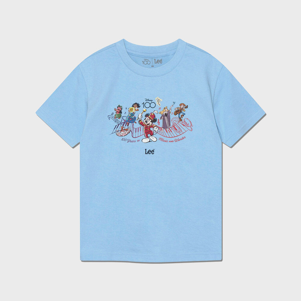 [Lee x Disney] Disney 100 Melody Graphic Kids Short Sleeve Tee Sky Blue