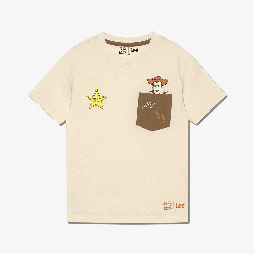 [Lee x Disney] Toy Story Pocket Color Matching Kids Short Sleeve T-shirt Ivory