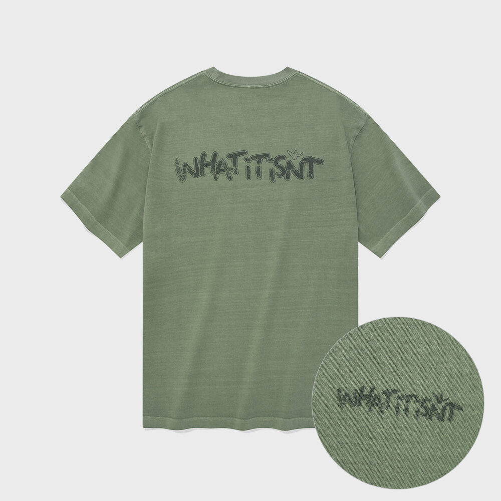 韓國What it isNt - WT Graphic Short Sleeve T-Shirt Khaki