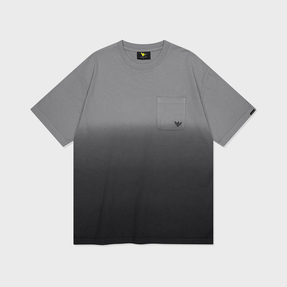 韓國What it isNt - v Angel Gradient Pocket Short Sleeve T-shirt Dark Gray