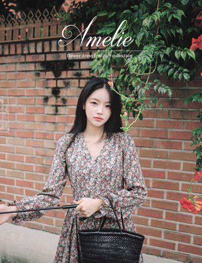 milkcocoa-Amelie dress line.vintage black floral dress ♡韓國女裝連身裙