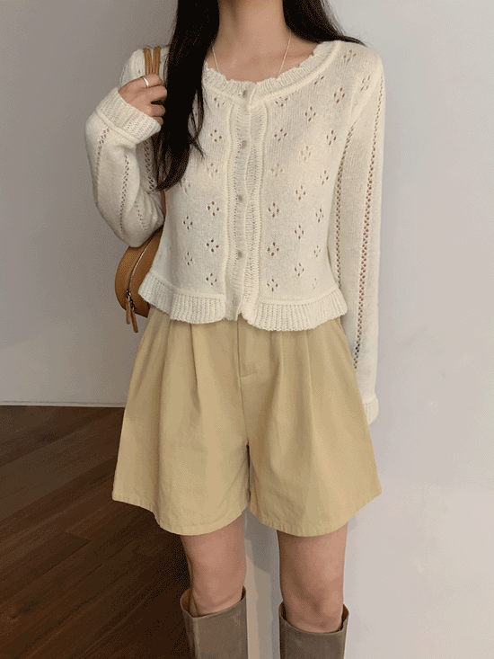 crushj - 리코센 펀칭 니트 가디건 (2color)♡韓國女裝外套