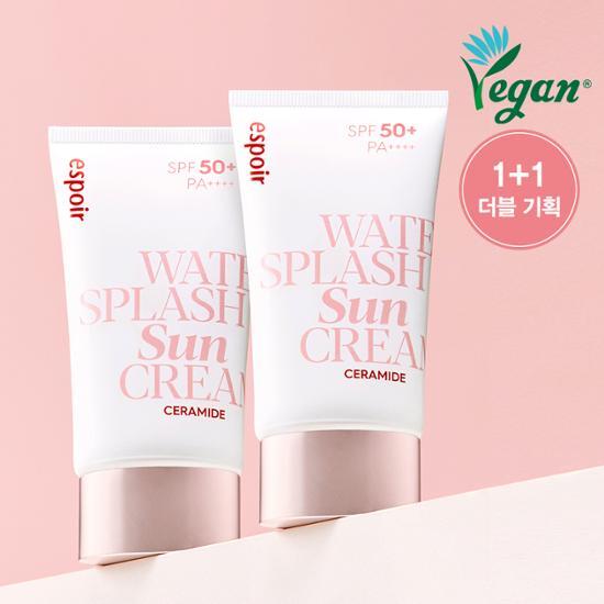 韓國 Espoir Water Splash Sun Cream Ceramide 水感神經醯胺提亮潤色防曬乳 60ml +60ml (混乾/乾肌使用）