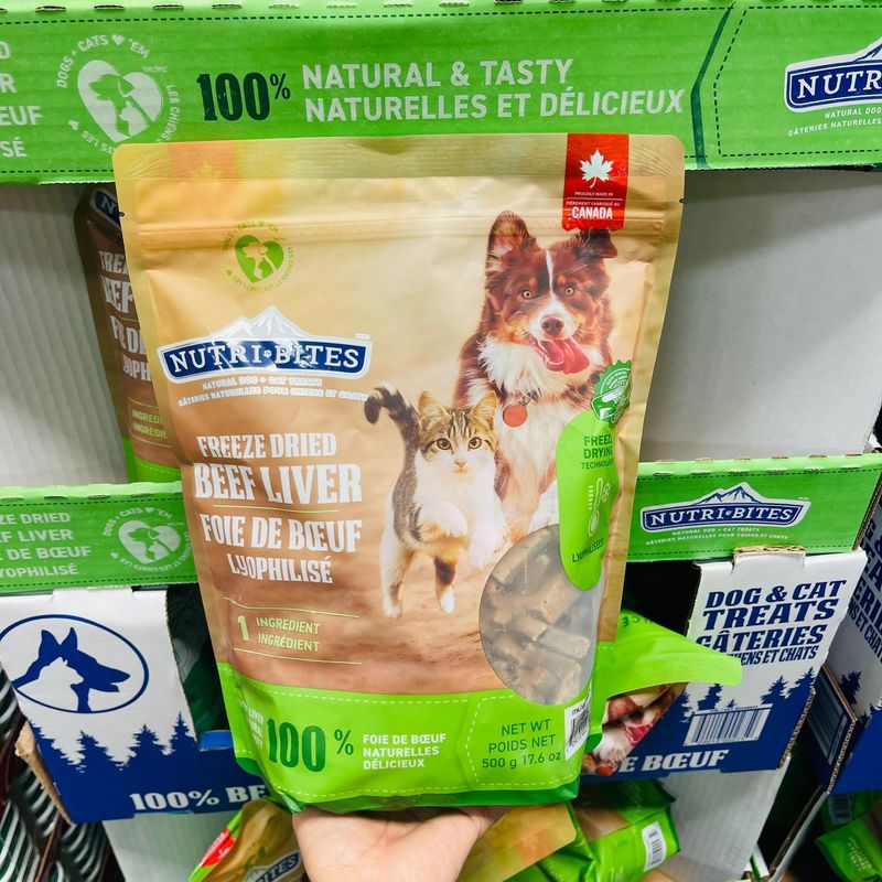 【加拿大空運直送】NutriBites Freeze Dried Beef Liver Dog & Cat Treats 凍乾牛肝狗和貓零食 500 g
